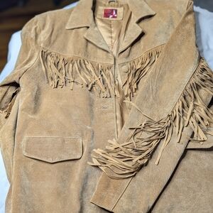 Tan Leather Western Fringe Jacket